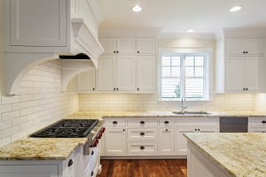 counters and cabinets in luxury kitchen